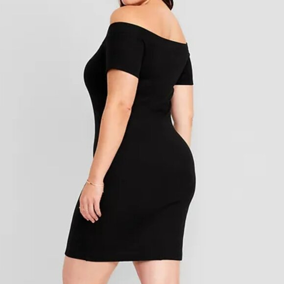 Fitted Off-The-Shoulder Rib-Knit Dress - Picture 3 of 4